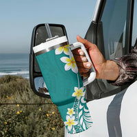 Hawaii Aloha Tumbler With Handle Plumeria Vintage - Teal LT7 - Polynesian Pride