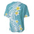 Hawaii Aloha Baseball Jersey Plumeria Vintage - Turquoise LT7 - Polynesian Pride