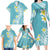 Hawaii Aloha Family Matching Long Sleeve Bodycon Dress and Hawaiian Shirt Plumeria Vintage - Turquoise LT7 - Polynesian Pride