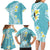 Hawaii Aloha Family Matching Long Sleeve Bodycon Dress and Hawaiian Shirt Plumeria Vintage - Turquoise LT7 - Polynesian Pride