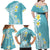 Hawaii Aloha Family Matching Off Shoulder Maxi Dress and Hawaiian Shirt Plumeria Vintage - Turquoise LT7 - Polynesian Pride