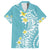 Hawaii Aloha Family Matching Off Shoulder Short Dress and Hawaiian Shirt Plumeria Vintage - Turquoise LT7 Dad's Shirt - Short Sleeve Turquoise - Polynesian Pride