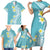 Hawaii Aloha Family Matching Short Sleeve Bodycon Dress and Hawaiian Shirt Plumeria Vintage - Turquoise LT7 - Polynesian Pride