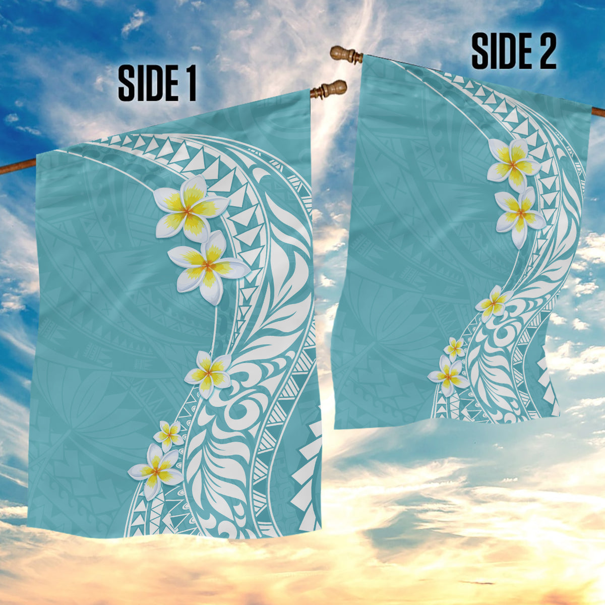 Hawaii Aloha Garden Flag Plumeria Vintage - Turquoise LT7 - Polynesian Pride