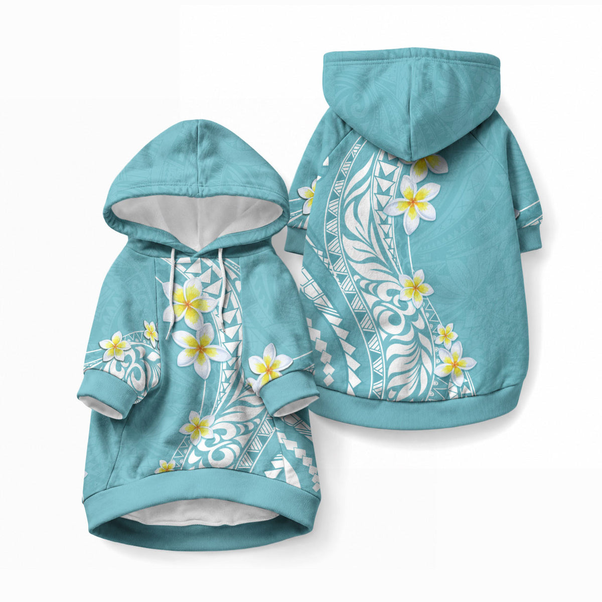 Hawaii Aloha Pet Hoodie Plumeria Vintage - Turquoise LT7 Pullover Turquoise - Polynesian Pride