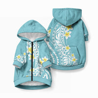 Hawaii Aloha Pet Hoodie Plumeria Vintage - Turquoise LT7 Zip-up Turquoise - Polynesian Pride