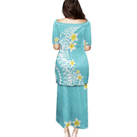 Hawaii Aloha Puletasi Plumeria Vintage - Turquoise LT7 - Polynesian Pride