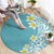 Hawaii Aloha Round Carpet Plumeria Vintage - Turquoise LT7 - Polynesian Pride