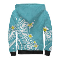 Hawaii Aloha Sherpa Hoodie Plumeria Vintage - Turquoise LT7 - Polynesian Pride