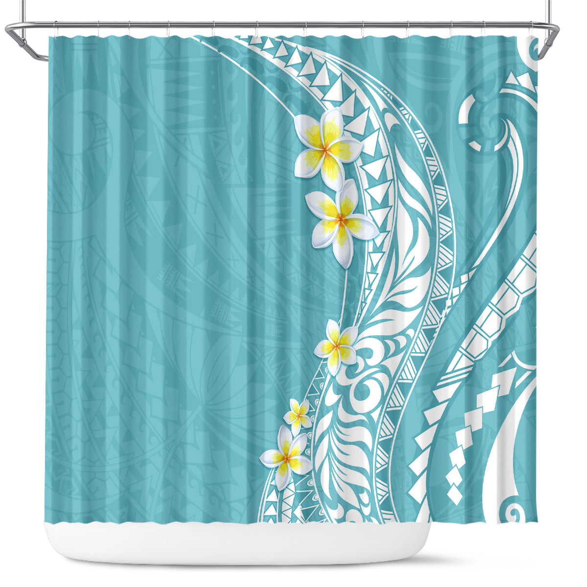 Hawaii Aloha Plumeria Vintage – Shower Curtain – Turquoise LT7 Turquoise - Polynesian Pride