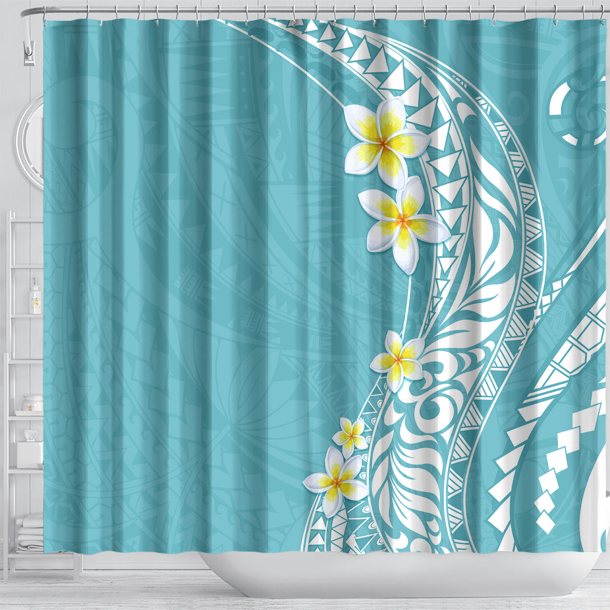 Hawaii Aloha Plumeria Vintage – Shower Curtain – Turquoise LT7 - Polynesian Pride