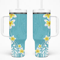 Hawaii Aloha Tumbler With Handle Plumeria Vintage - Turquoise LT7 One Size: 40 oz Turquoise - Polynesian Pride