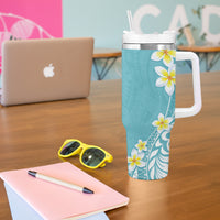 Hawaii Aloha Tumbler With Handle Plumeria Vintage - Turquoise LT7 - Polynesian Pride