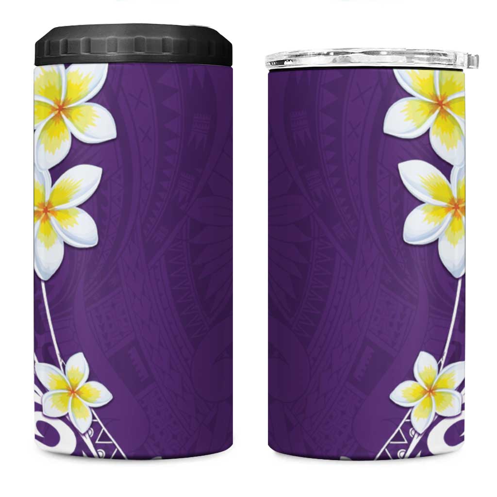Hawaii Aloha 4 in 1 Can Cooler Tumbler Plumeria Vintage - Violet LT7 One Size: 16 oz Violet - Polynesian Pride