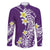 Hawaii Aloha Family Matching Long Sleeve Bodycon Dress and Hawaiian Shirt Plumeria Vintage - Violet LT7 Dad's Shirt - Long Sleeve Violet - Polynesian Pride