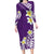 Hawaii Aloha Family Matching Long Sleeve Bodycon Dress and Hawaiian Shirt Plumeria Vintage - Violet LT7 Mom's Dress Violet - Polynesian Pride