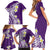 Hawaii Aloha Family Matching Short Sleeve Bodycon Dress and Hawaiian Shirt Plumeria Vintage - Violet LT7 - Polynesian Pride