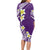 Hawaii Aloha Long Sleeve Bodycon Dress Plumeria Vintage - Violet LT7 - Polynesian Pride