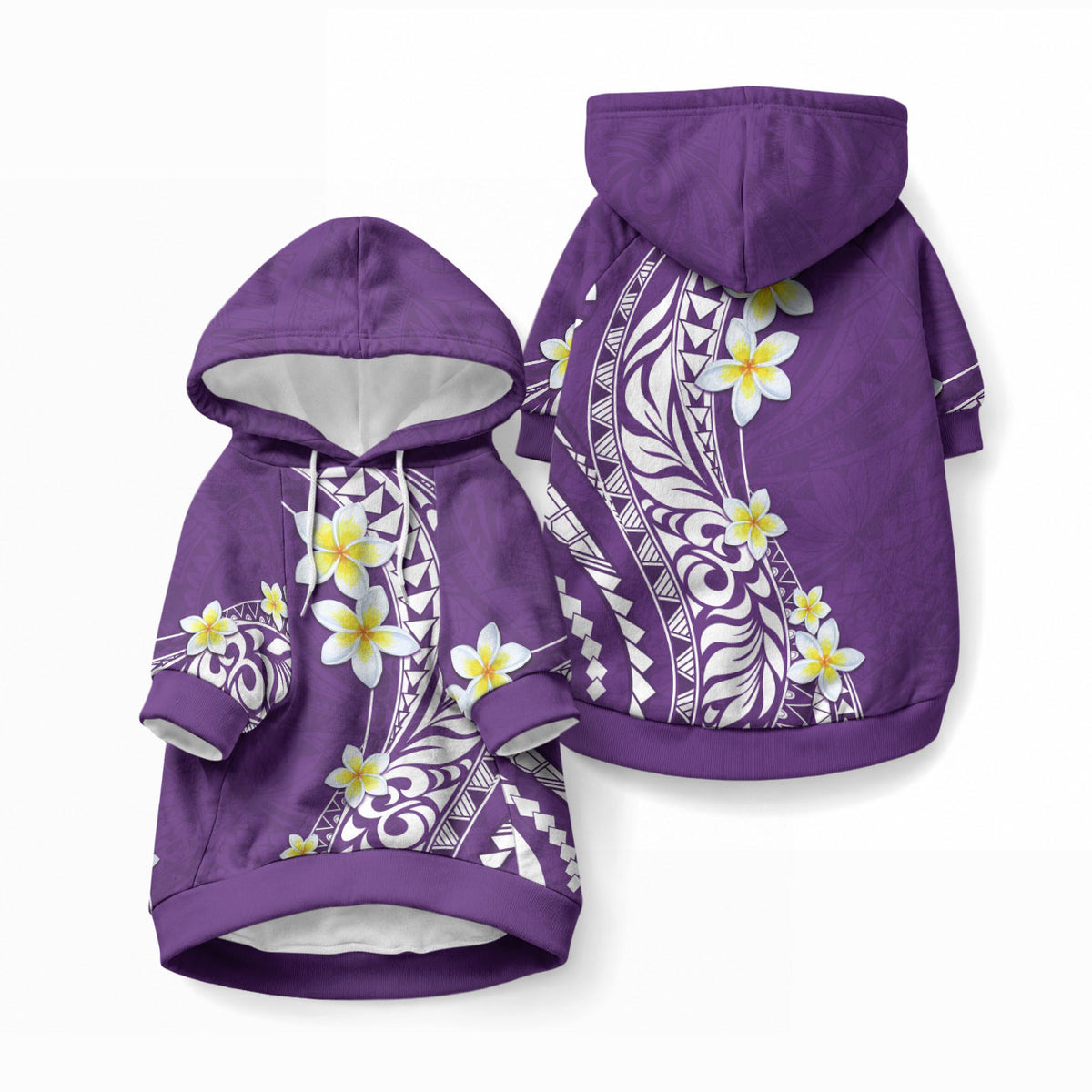 Hawaii Aloha Pet Hoodie Plumeria Vintage - Violet LT7 Pullover Violet - Polynesian Pride