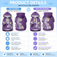 Hawaii Aloha Pet Hoodie Plumeria Vintage - Violet LT7 - Polynesian Pride