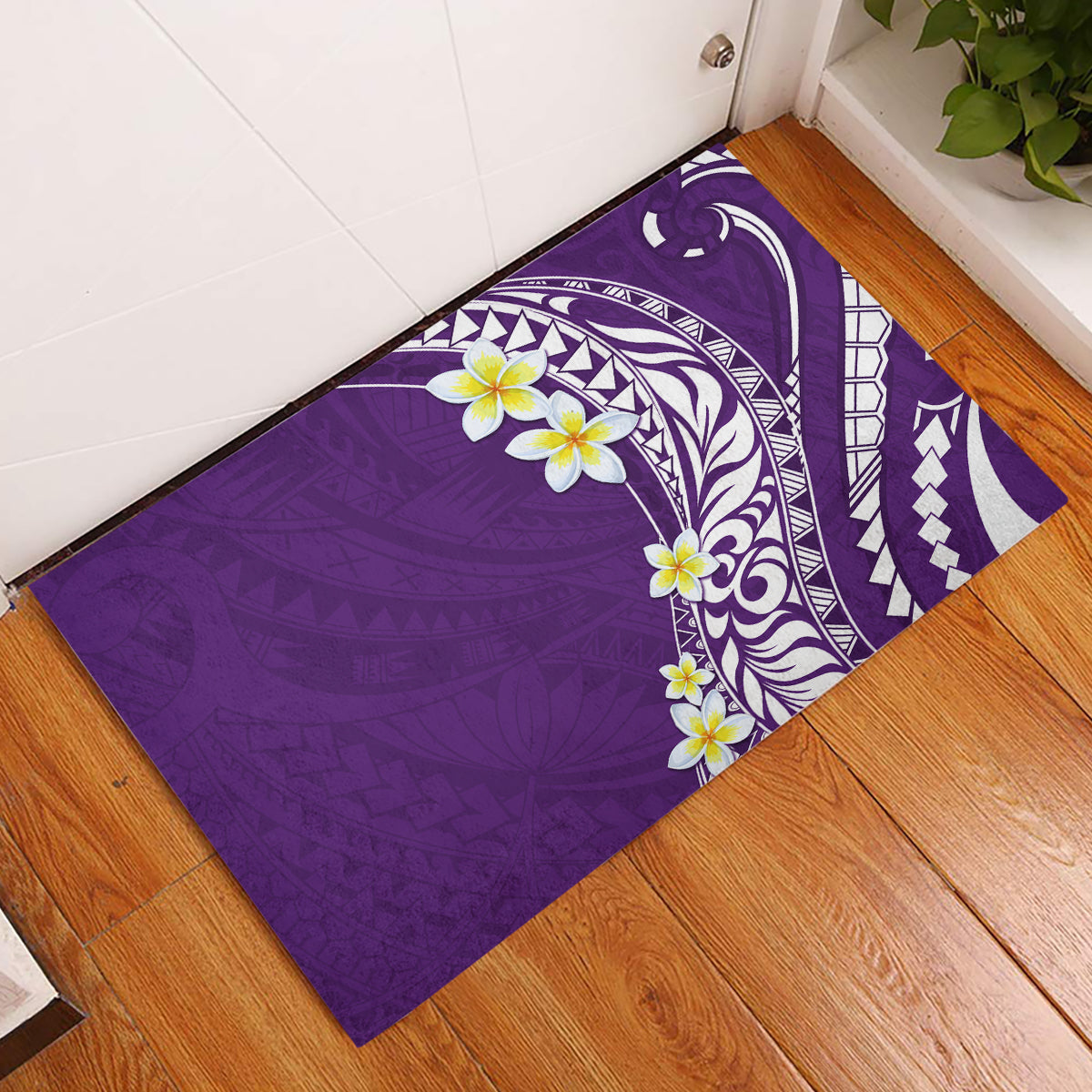 Hawaii Aloha Rubber Doormat Plumeria Vintage - Violet LT7 Violet - Polynesian Pride