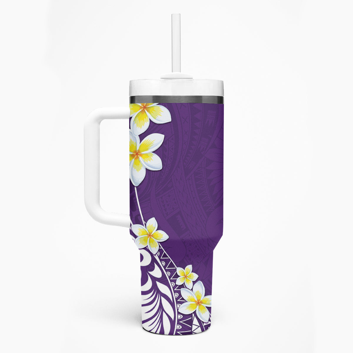 Hawaii Aloha Tumbler With Handle Plumeria Vintage - Violet LT7 - Polynesian Pride