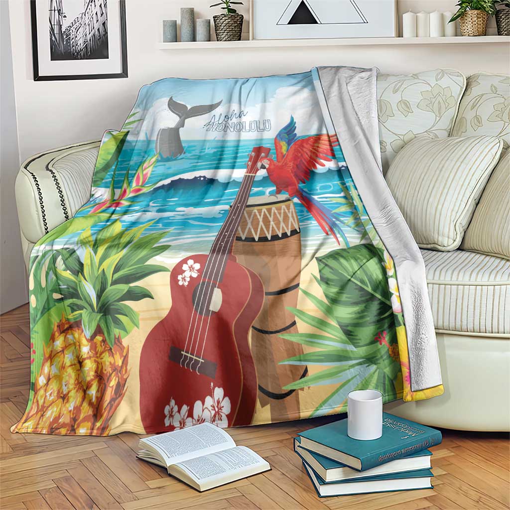 Aloha Honolulu Festival Blanket Ukulele By The Shore LT7 Art - Polynesian Pride