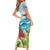 Aloha Honolulu Festival Family Matching Short Sleeve Bodycon Dress and Hawaiian Shirt Ukulele By The Shore