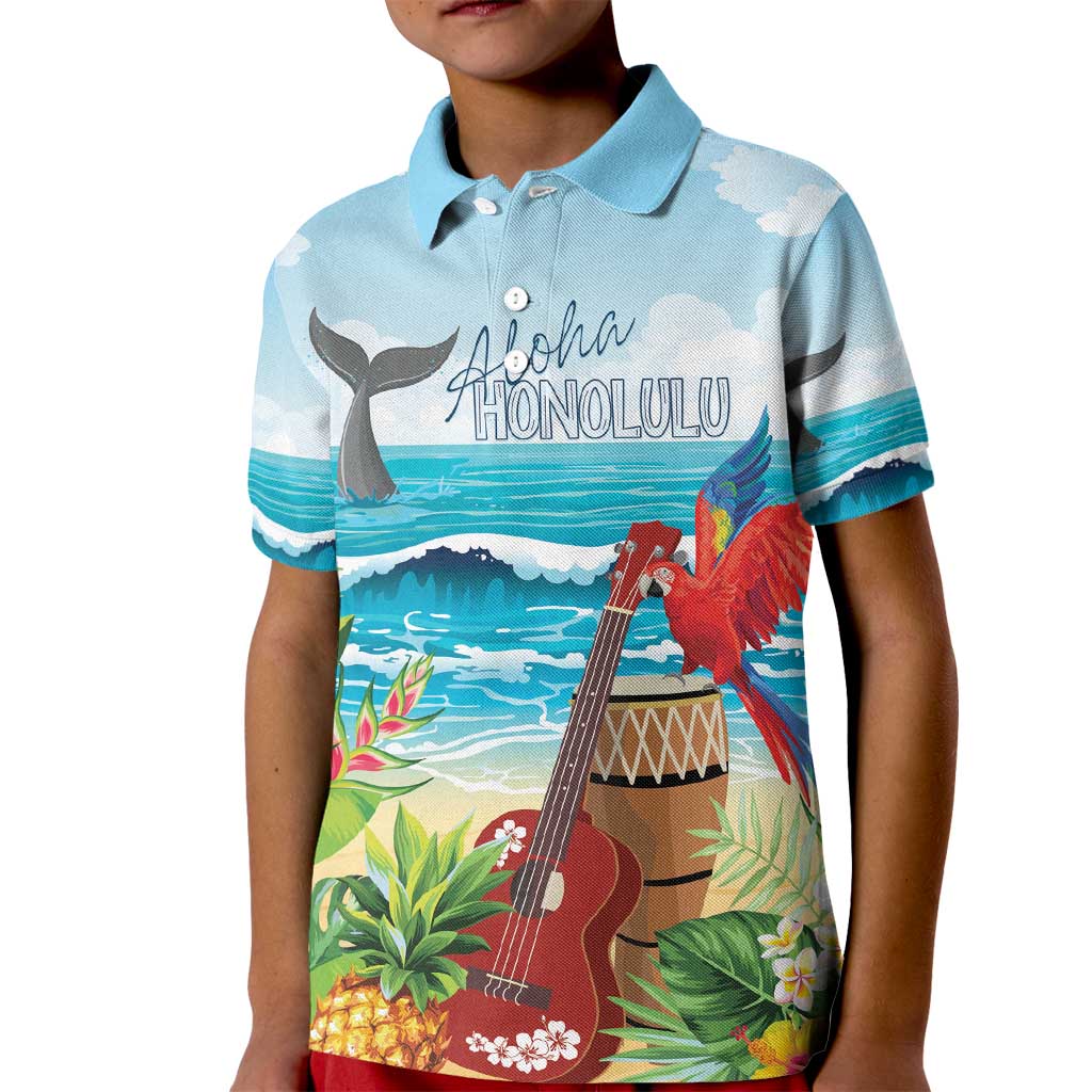 Aloha Honolulu Festival Kid Polo Shirt Ukulele By The Shore LT7 Kid Art - Polynesian Pride
