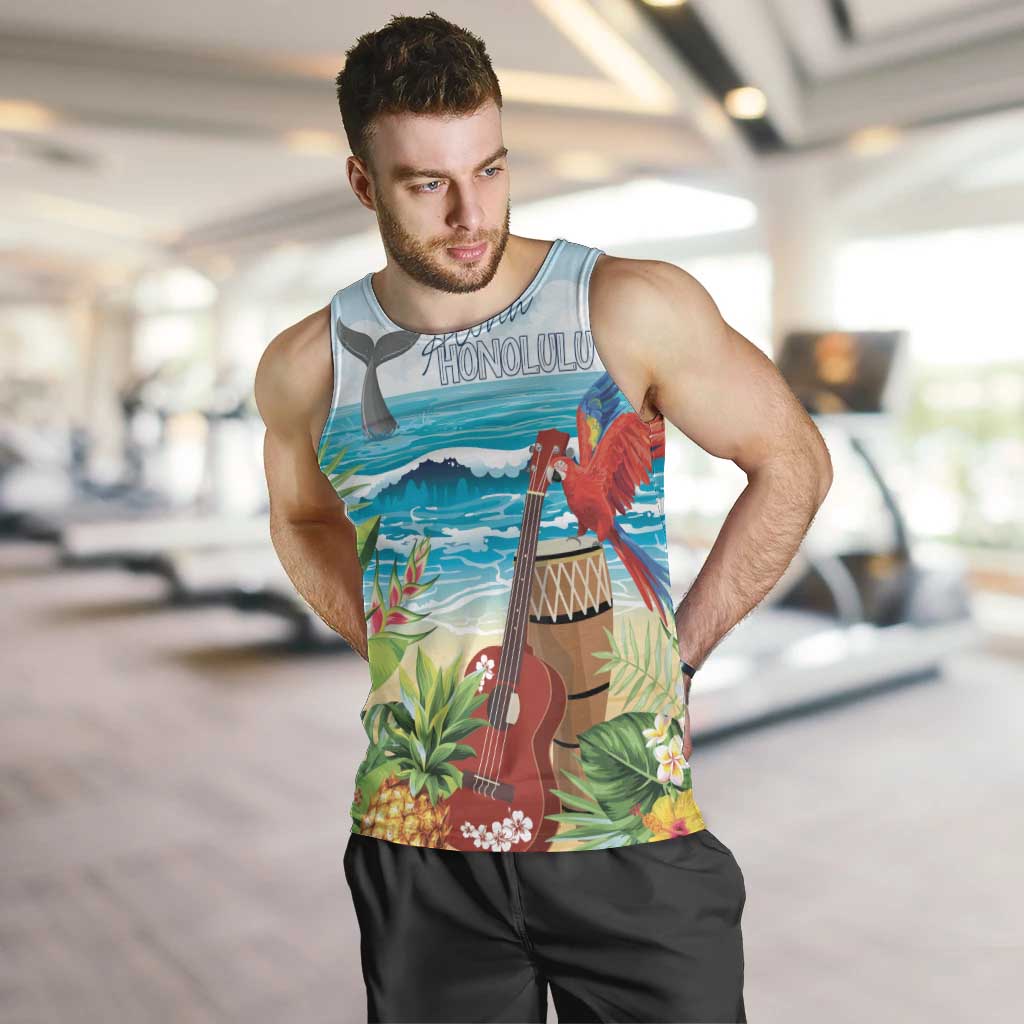 Aloha Honolulu Festival Men Tank Top Ukulele By The Shore LT7 Art - Polynesian Pride