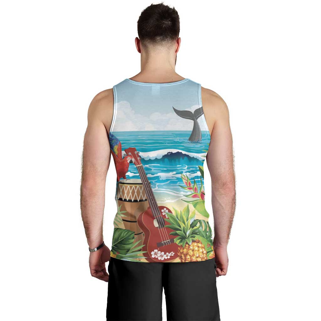 Aloha Honolulu Festival Men Tank Top Ukulele By The Shore LT7 - Polynesian Pride