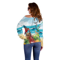 Aloha Honolulu Festival Off Shoulder Sweater Ukulele By The Shore LT7 - Polynesian Pride