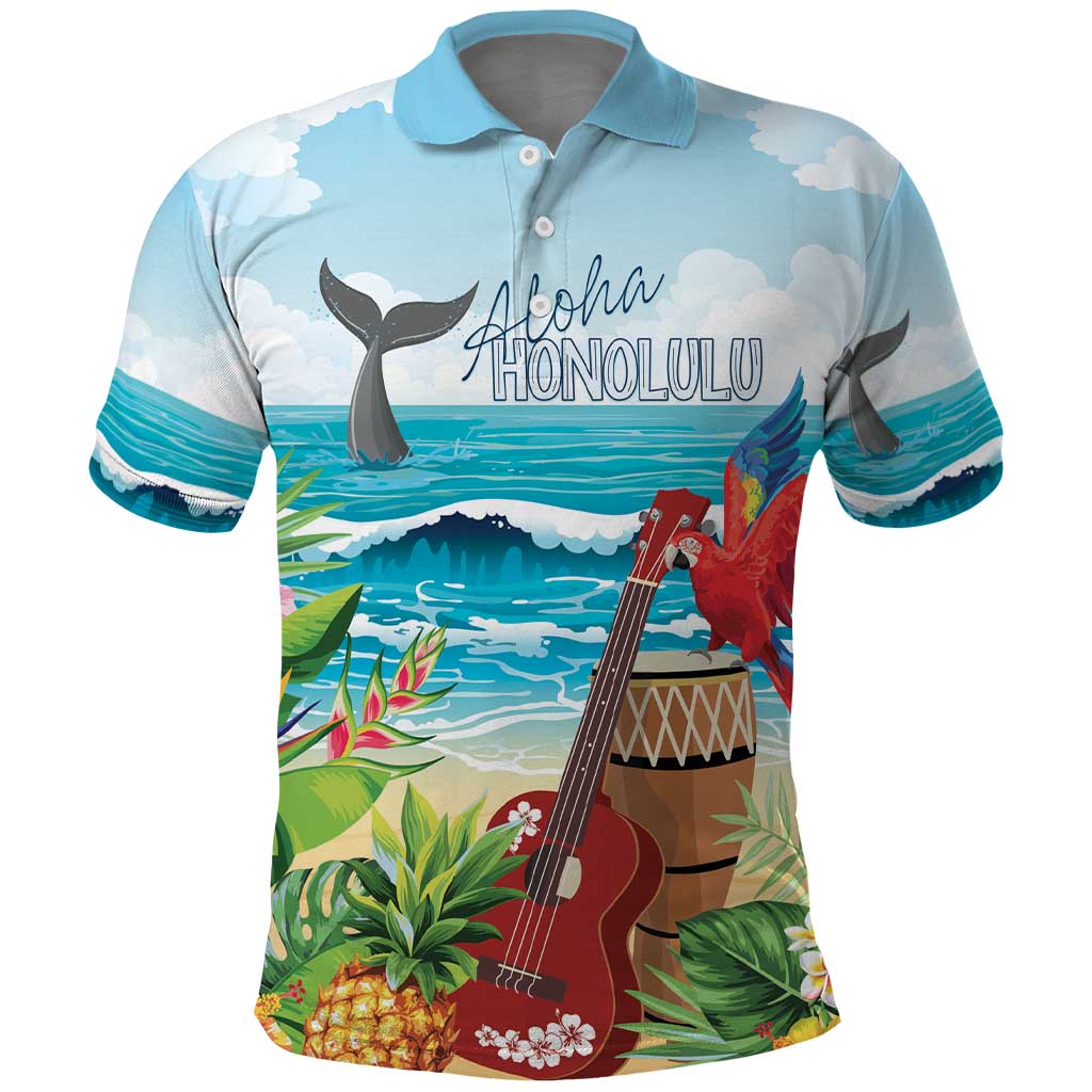 Aloha Honolulu Festival Polo Shirt Ukulele By The Shore LT7 Art - Polynesian Pride