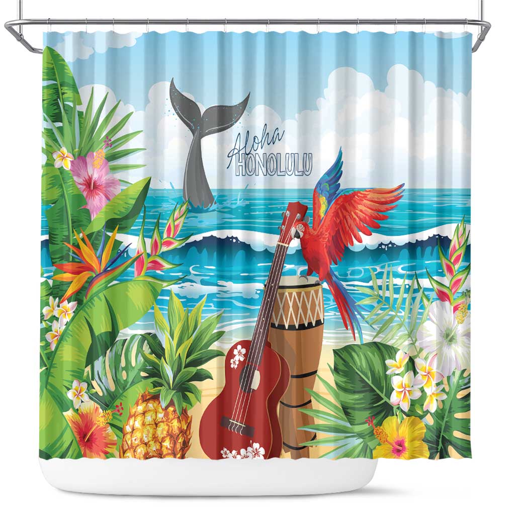 Aloha Honolulu Festival Shower Curtain Ukulele By The Shore LT7 Art - Polynesian Pride
