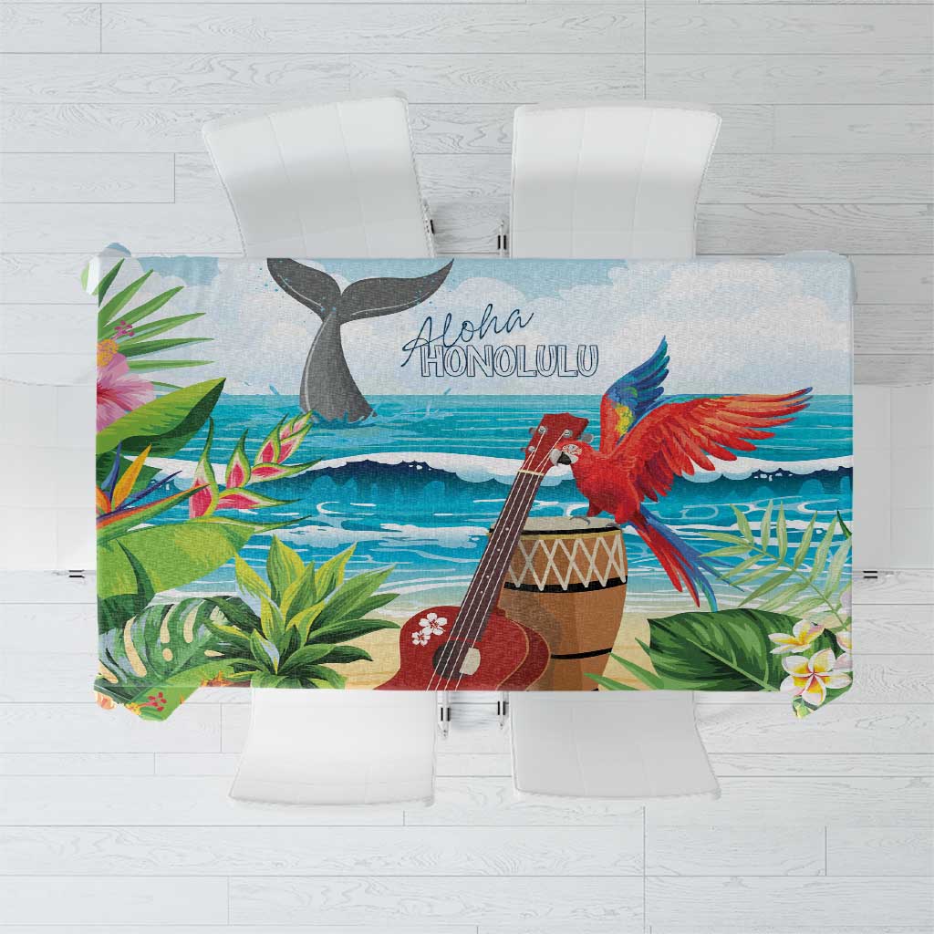 Aloha Honolulu Festival Tablecloth Ukulele By The Shore