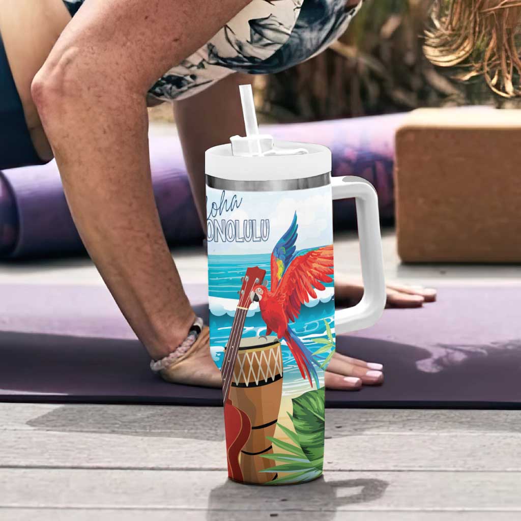 Aloha Honolulu Festival Tumbler With Handle Ukulele By The Shore LT7 - Polynesian Pride