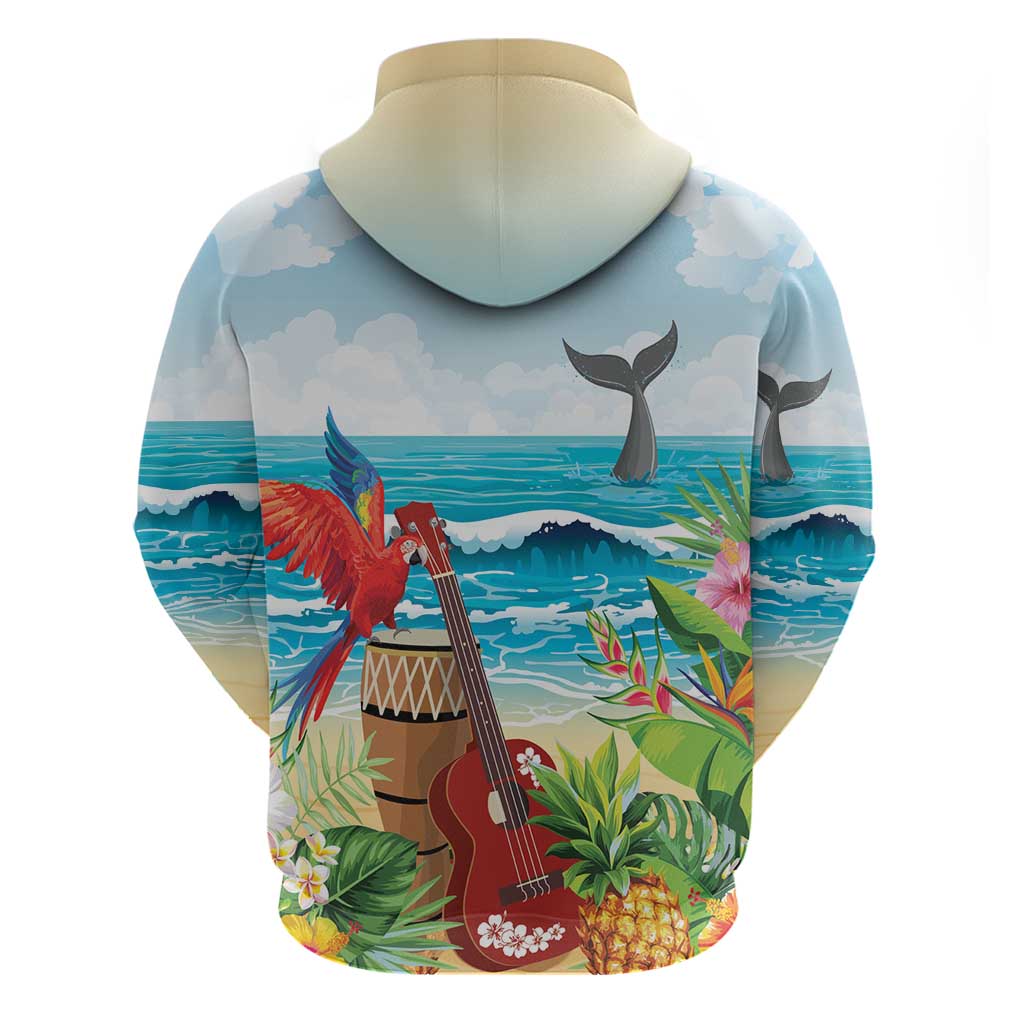 Aloha Honolulu Festival Zip Hoodie Ukulele By The Shore LT7 - Polynesian Pride