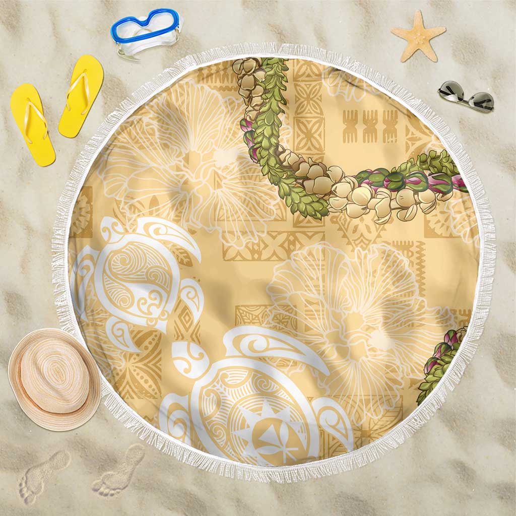 Aloha Honolulu Festival Beach Blanket Hawaii Kapa Mix Flowers Lei LT7 One Size 150cm Yellow - Polynesian Pride