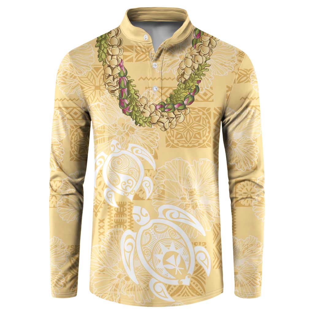 Aloha Honolulu Festival Button Sweatshirt Hawaii Kapa Mix Flowers Lei LT7 Yellow - Polynesian Pride