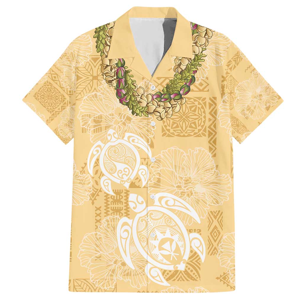 Aloha Honolulu Festival Hawaiian Shirt Hawaii Kapa Mix Flowers Lei LT7 Yellow - Polynesian Pride