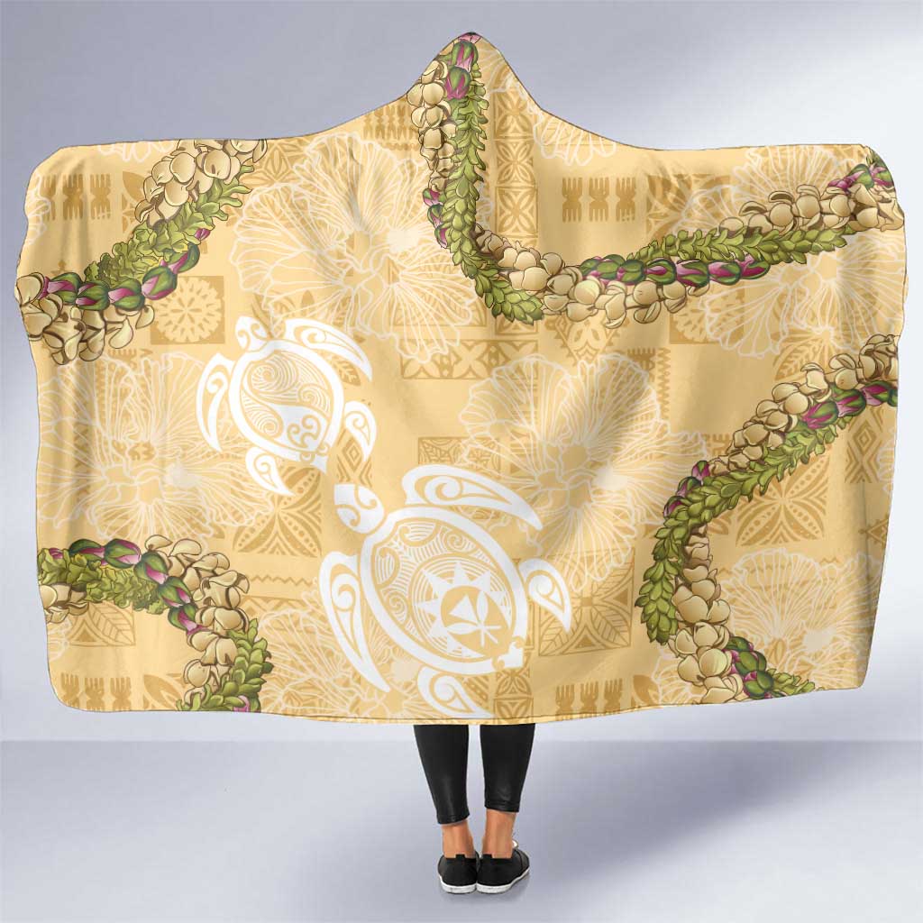 Aloha Honolulu Festival Hooded Blanket Hawaii Kapa Mix Flowers Lei LT7 One Size Yellow - Polynesian Pride