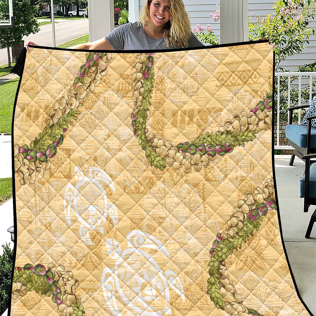 Aloha Honolulu Festival Quilt Hawaii Kapa Mix Flowers Lei LT7 Yellow - Polynesian Pride