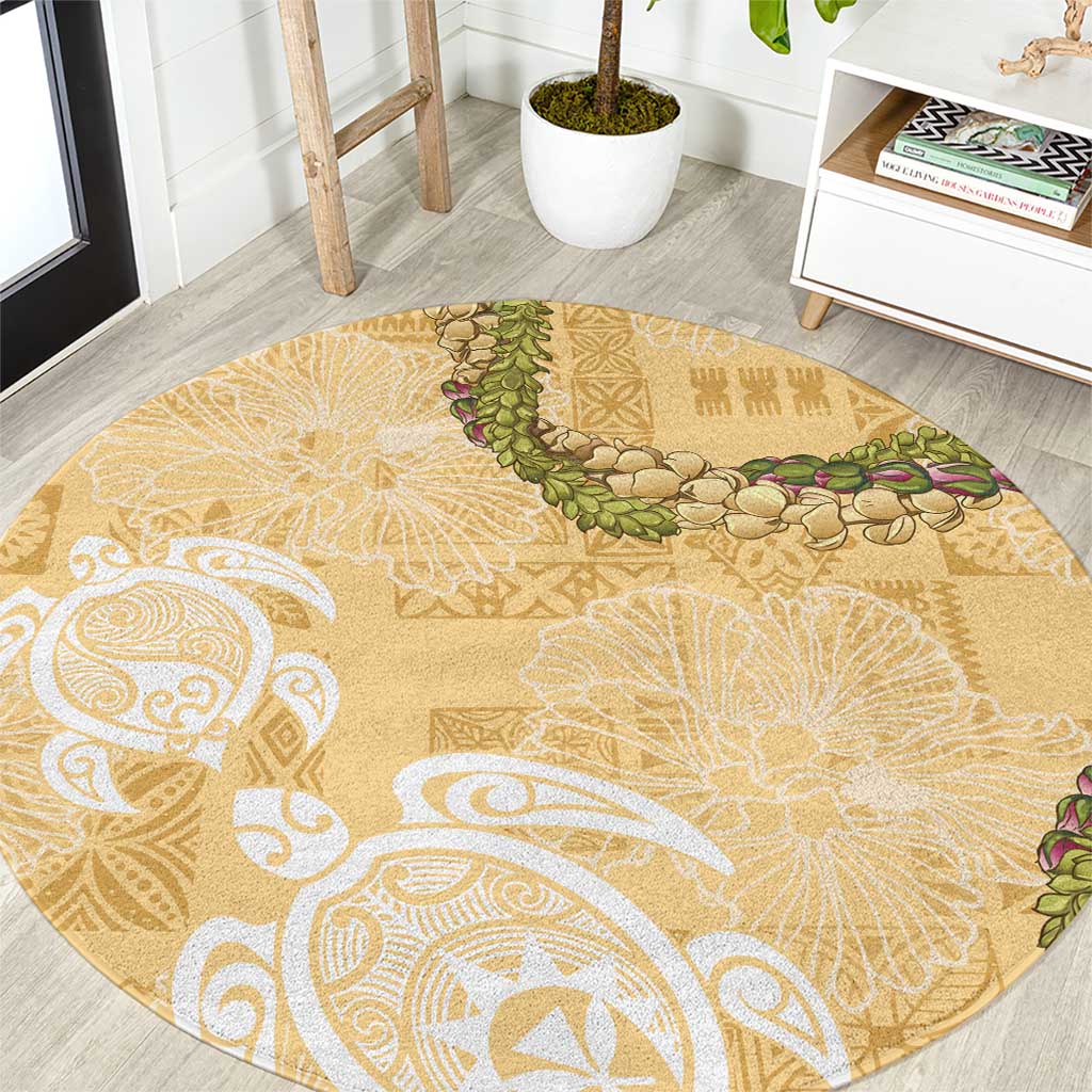 Aloha Honolulu Festival Round Carpet Hawaii Kapa Mix Flowers Lei LT7 Yellow - Polynesian Pride