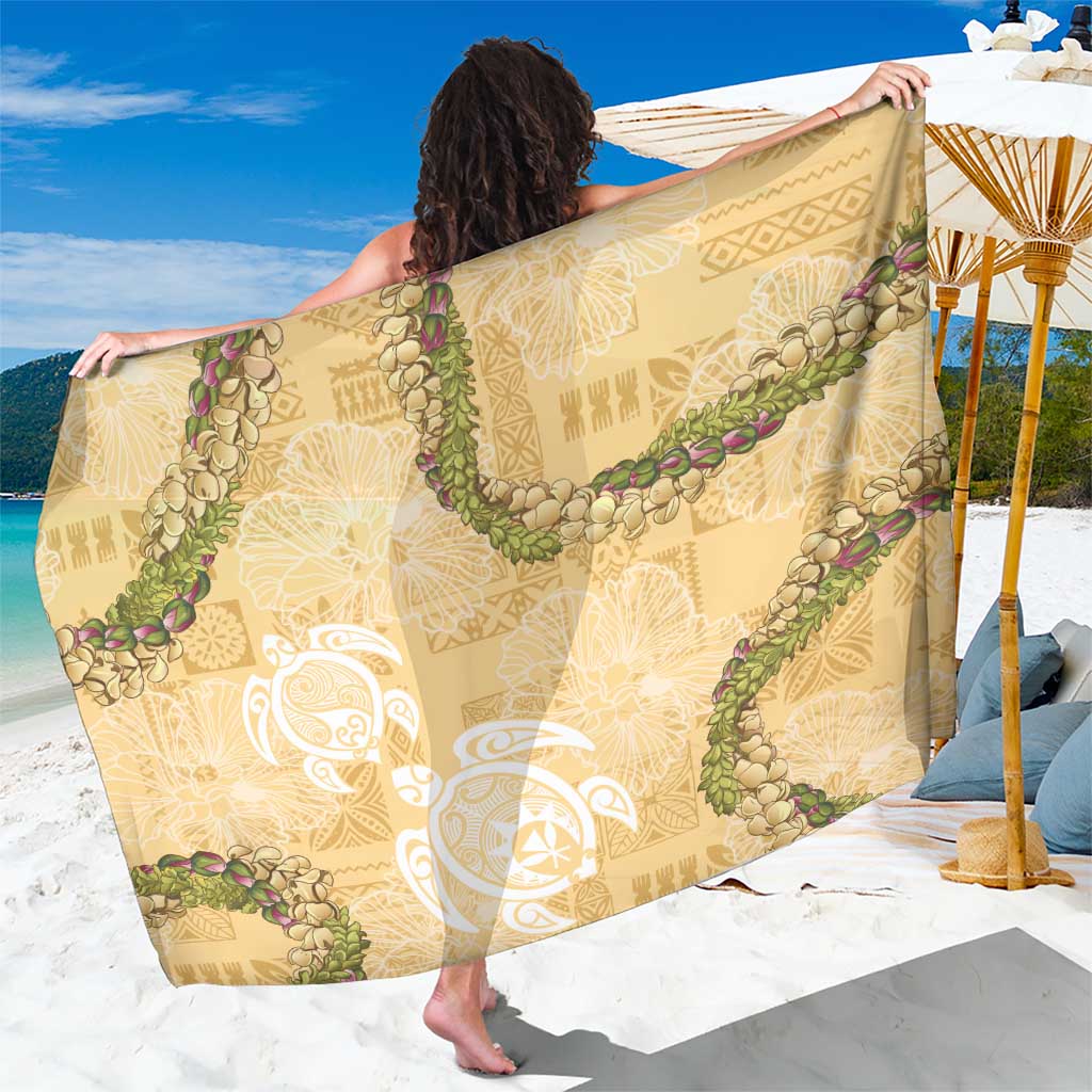 Aloha Honolulu Festival Sarong Hawaii Kapa Mix Flowers Lei LT7 One Size 44 x 66 inches Yellow - Polynesian Pride