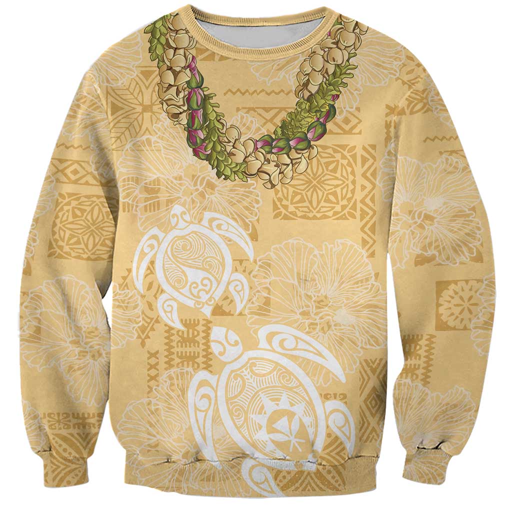 Aloha Honolulu Festival Sweatshirt Hawaii Kapa Mix Flowers Lei LT7 Unisex Yellow - Polynesian Pride