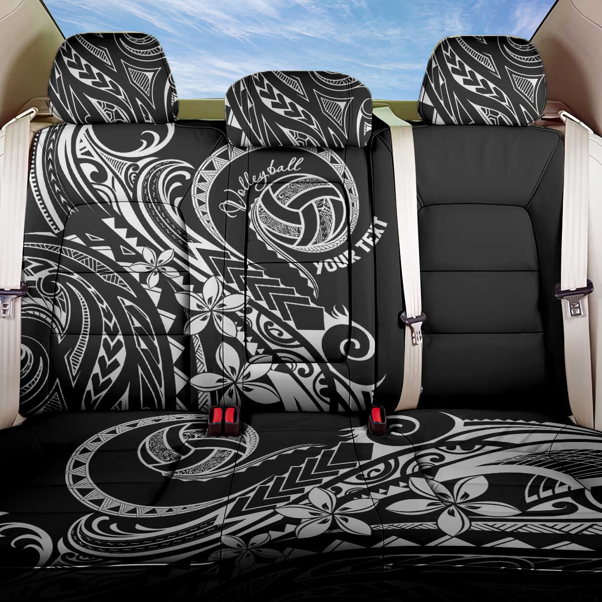 Polynesia Beach Volleyball Personalized Back Car Seat Cover Basic LT7 One Size Black - Polynesian Pride