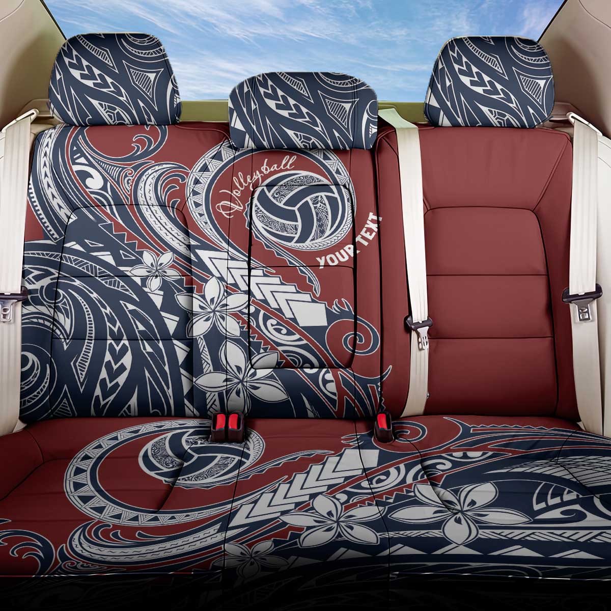 Polynesia Beach Volleyball Personalized Back Car Seat Cover Special LT7 One Size Red Blue - Polynesian Pride