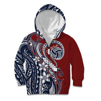 Polynesia Beach Volleyball Personalized Kid Hoodie Special LT7 Zip Hoodie Red Blue - Polynesian Pride