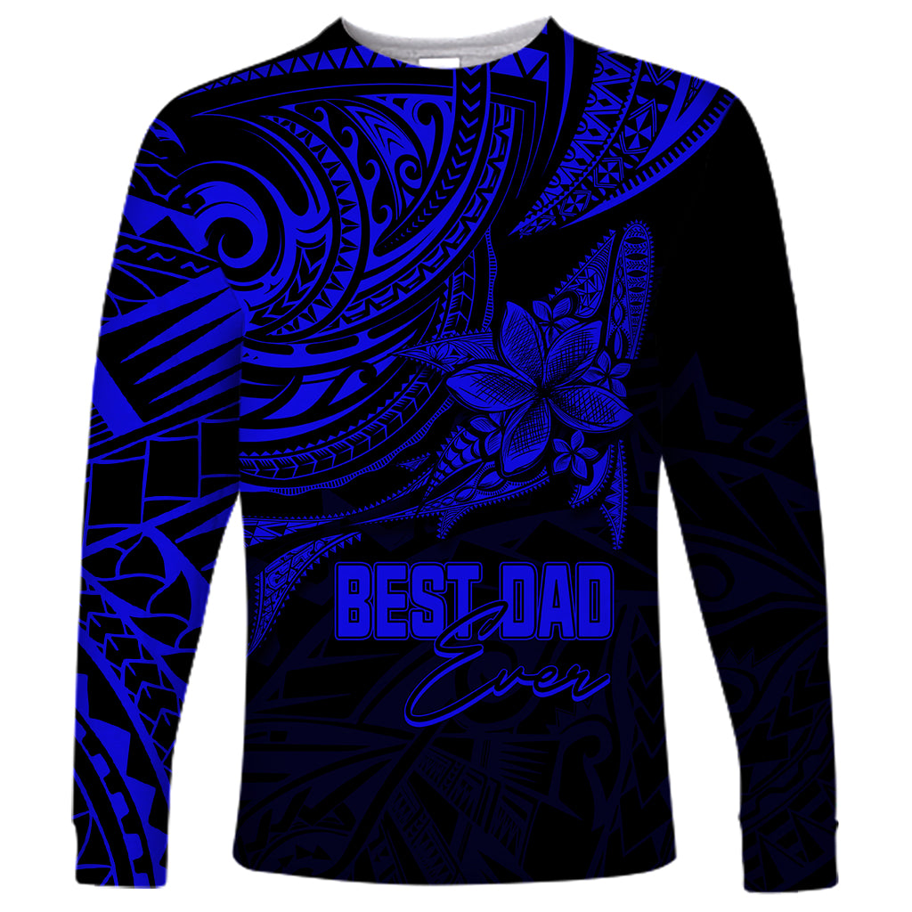 Personalised Father's Day Polynesian Long Sleeve Shirt Best Dad Ever - Blue LT7 Unisex Blue - Polynesian Pride