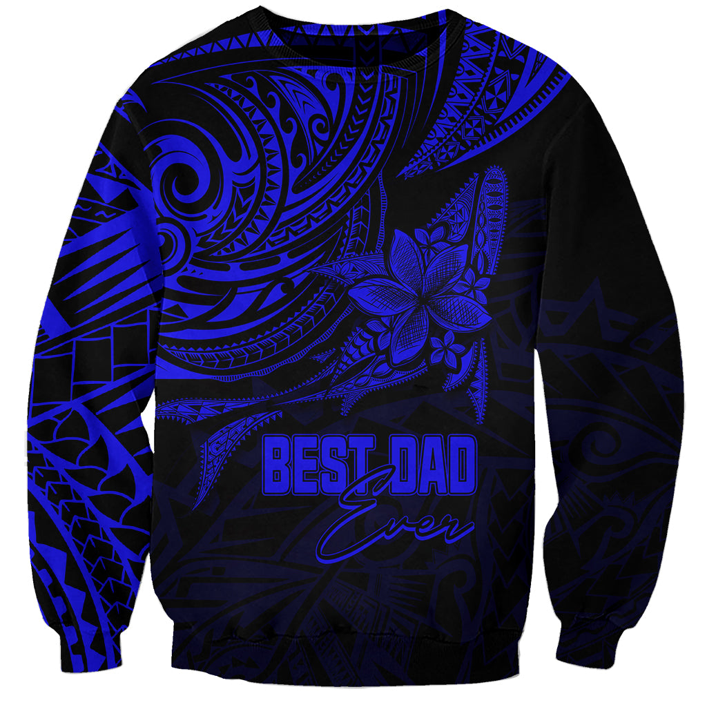 Personalised Father's Day Polynesian Sweatshirt Best Dad Ever - Blue LT7 Unisex Blue - Polynesian Pride